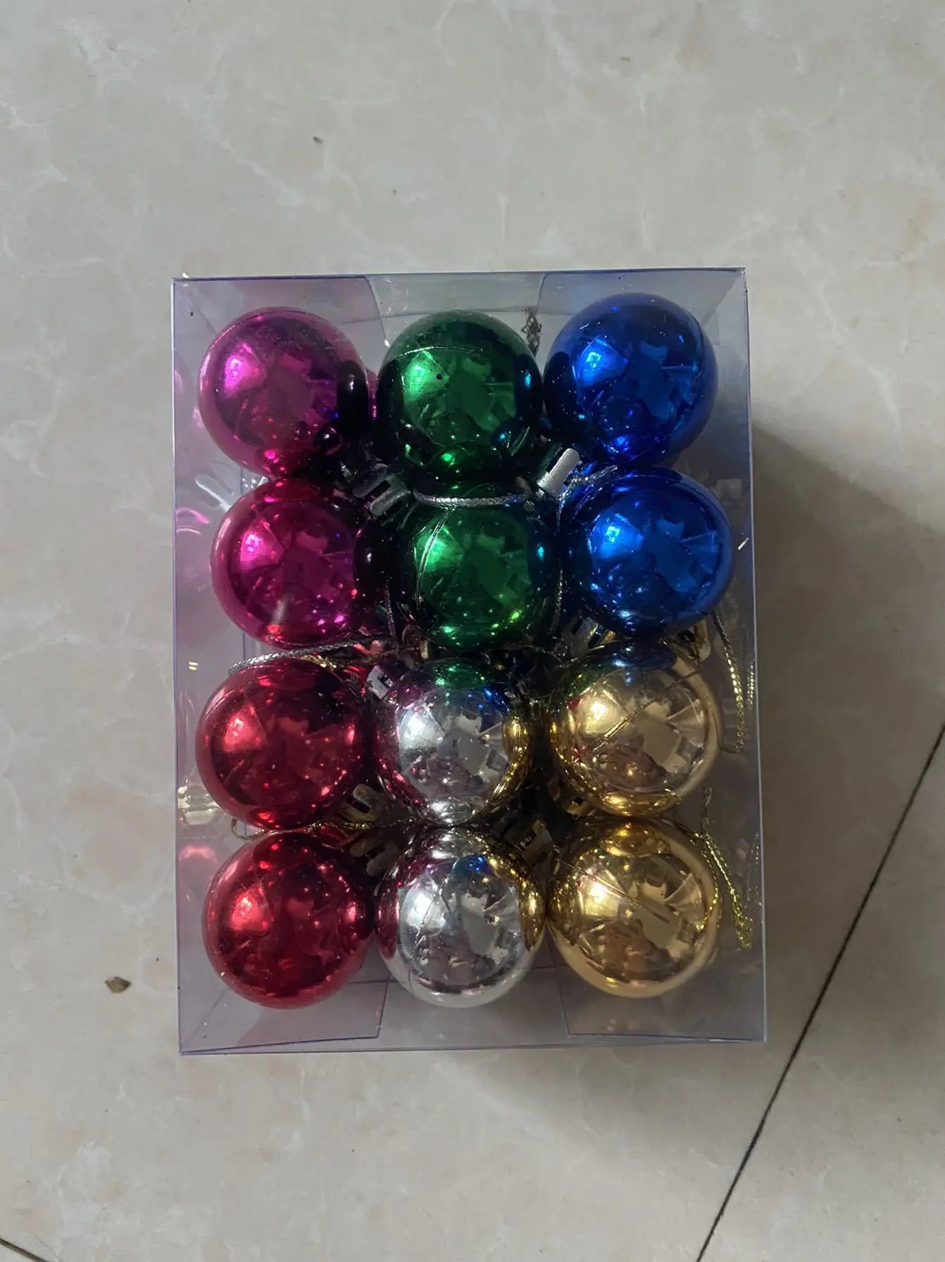 24Pcs Christmas Balls Ornament Plastic Christmas Ball Pendant Hanging Decoration