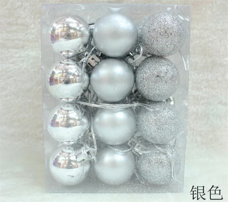 24Pcs Christmas Balls Ornament Plastic Christmas Ball Pendant Hanging Decoration