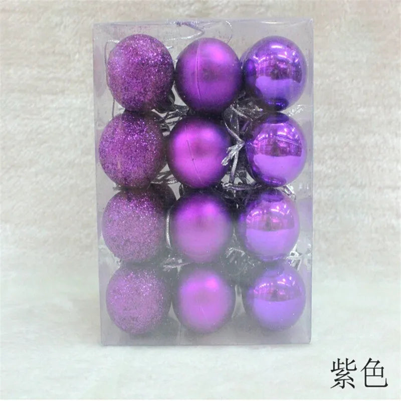 24Pcs Christmas Balls Ornament Plastic Christmas Ball Pendant Hanging Decoration