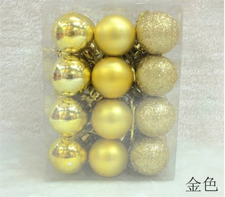 24Pcs Christmas Balls Ornament Plastic Christmas Ball Pendant Hanging Decoration