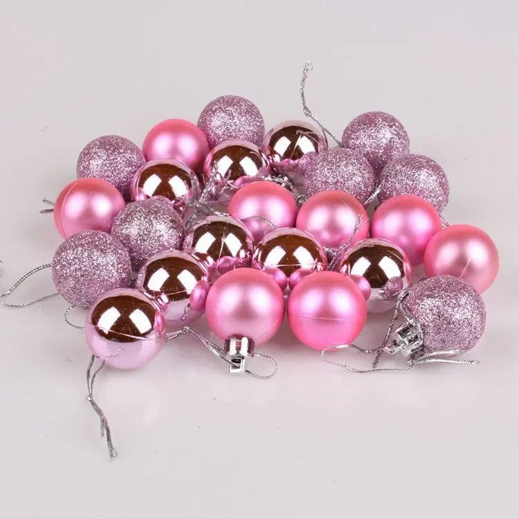 24Pcs Christmas Balls Ornament Plastic Christmas Ball Pendant Hanging Decoration