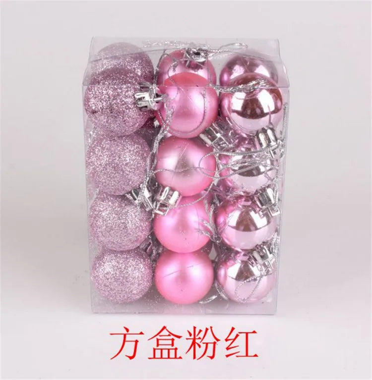 24Pcs Christmas Balls Ornament Plastic Christmas Ball Pendant Hanging Decoration