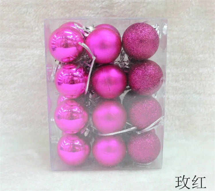 24Pcs Christmas Balls Ornament Plastic Christmas Ball Pendant Hanging Decoration