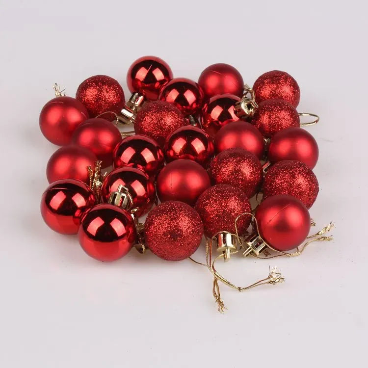 24Pcs Christmas Balls Ornament Plastic Christmas Ball Pendant Hanging Decoration