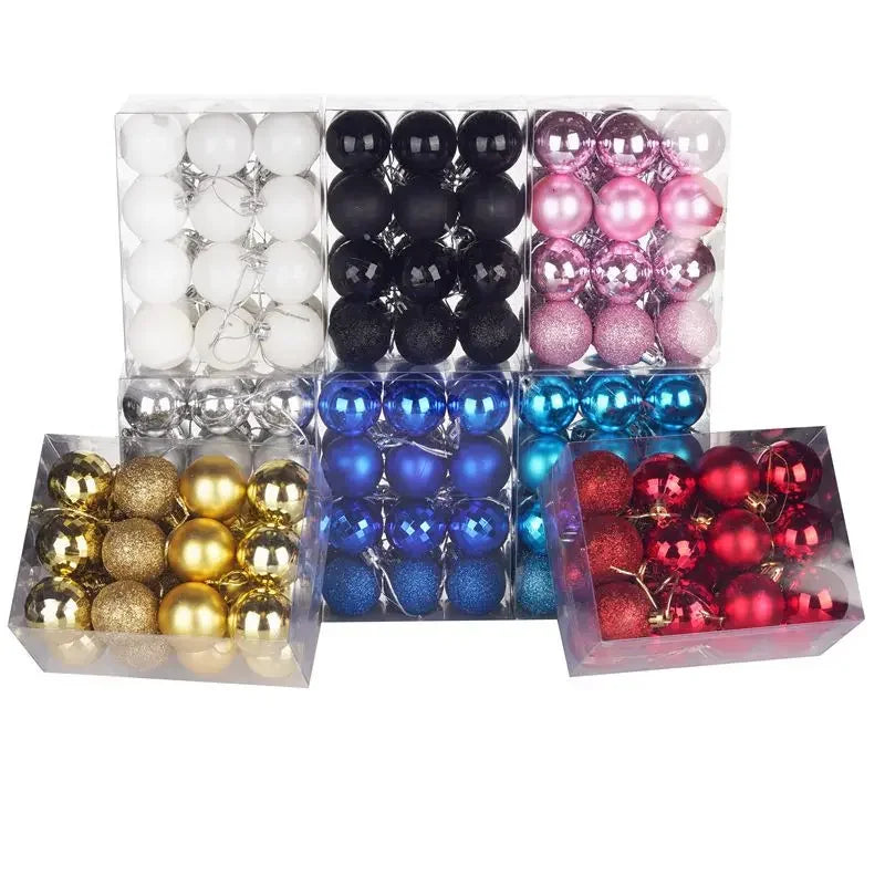 24Pcs Christmas Balls Ornament Plastic Christmas Ball Pendant Hanging Decoration