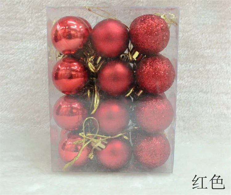 24Pcs Christmas Balls Ornament Plastic Christmas Ball Pendant Hanging Decoration